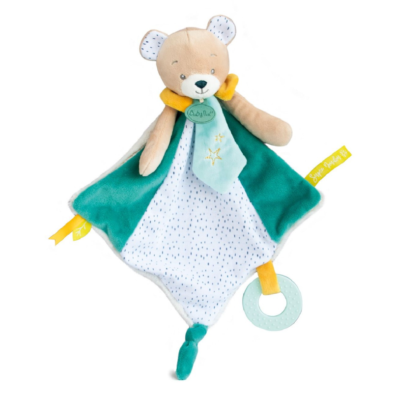 Baby Nat Les super doudous Doudou plat ours vert 40 cm